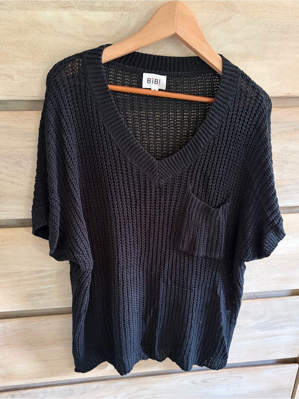 Pinkblush Black Open-Knit Off-the-Shoulder Sweater (maternity/postpartum)